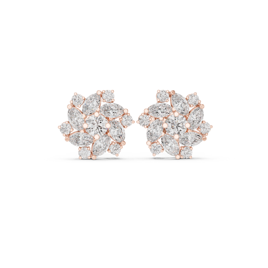 Zeloria Floral Diamond Cluster Studs