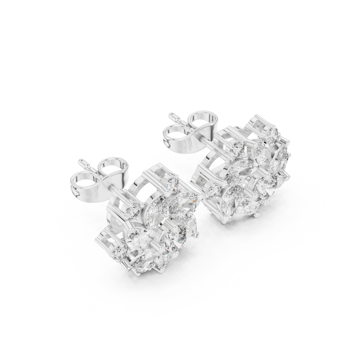 Zeloria Floral Diamond Cluster Studs