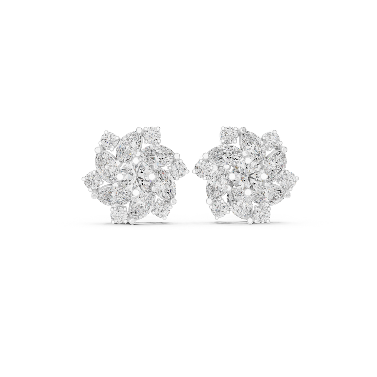 Zeloria Floral Diamond Cluster Studs
