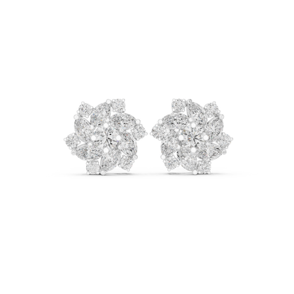 Zeloria Floral Diamond Cluster Studs