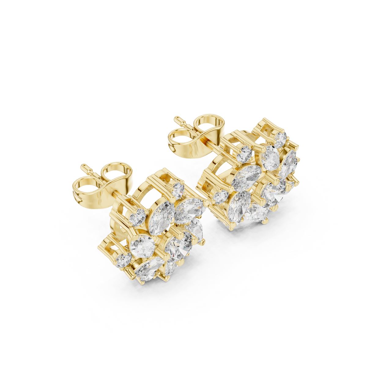 Zeloria Floral Diamond Cluster Studs