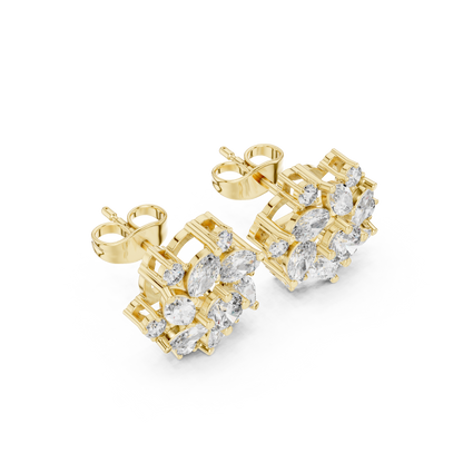 Zeloria Floral Diamond Cluster Studs