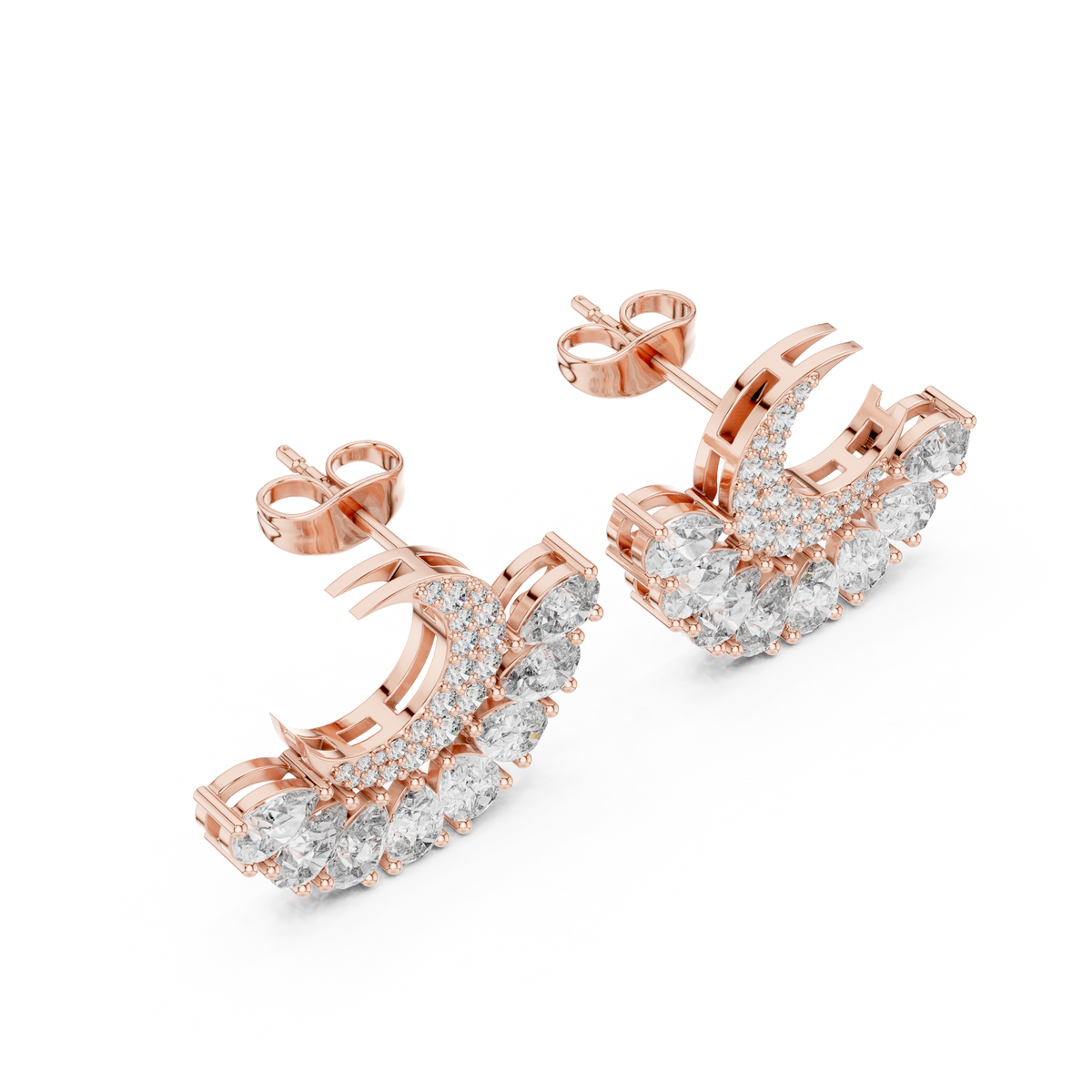 Selviora Crescent Bloom Diamond Studs