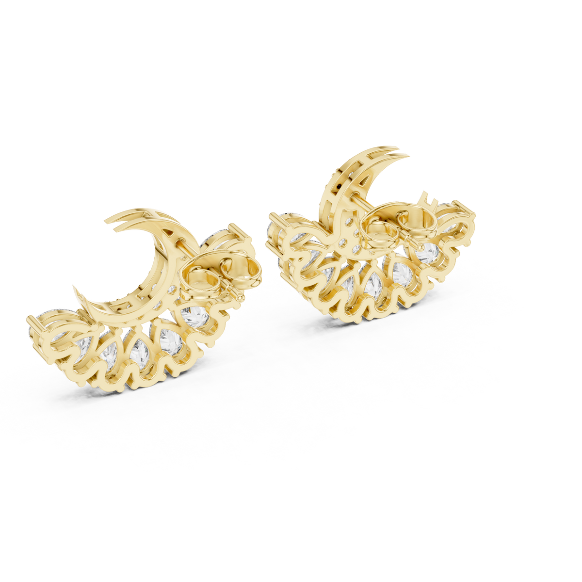 Selviora Crescent Bloom Diamond Studs