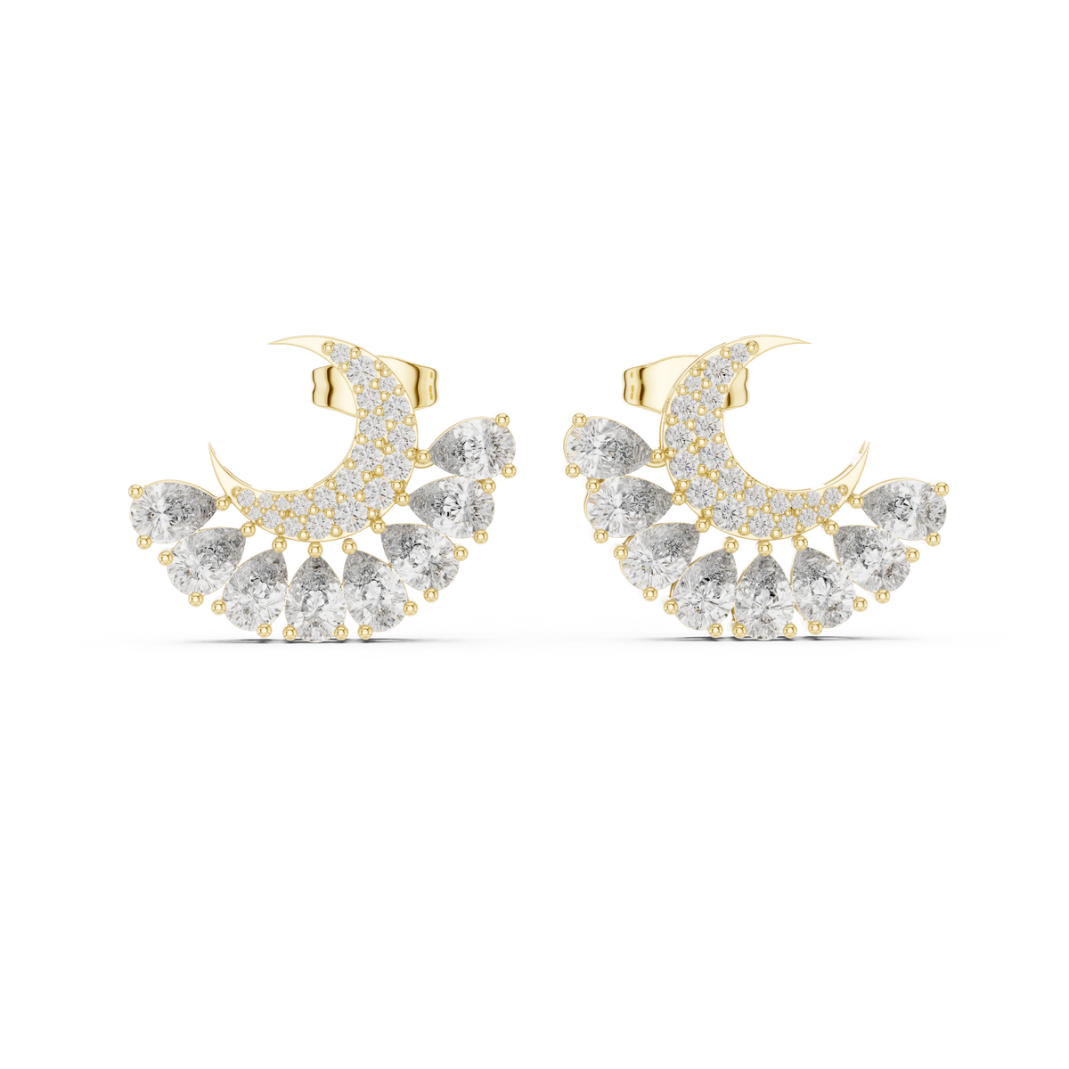 Selviora Crescent Bloom Diamond Studs