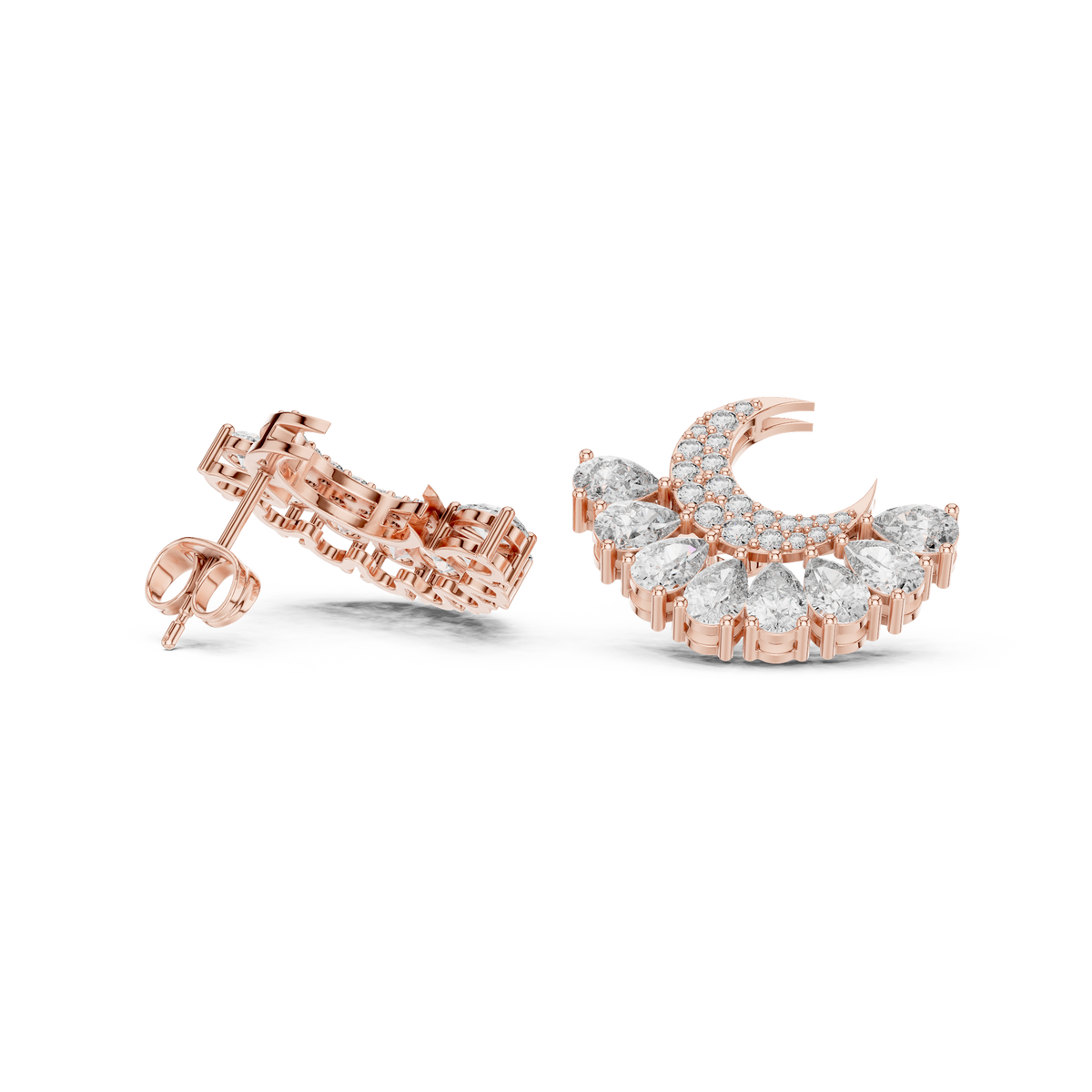 Selviora Crescent Bloom Diamond Studs