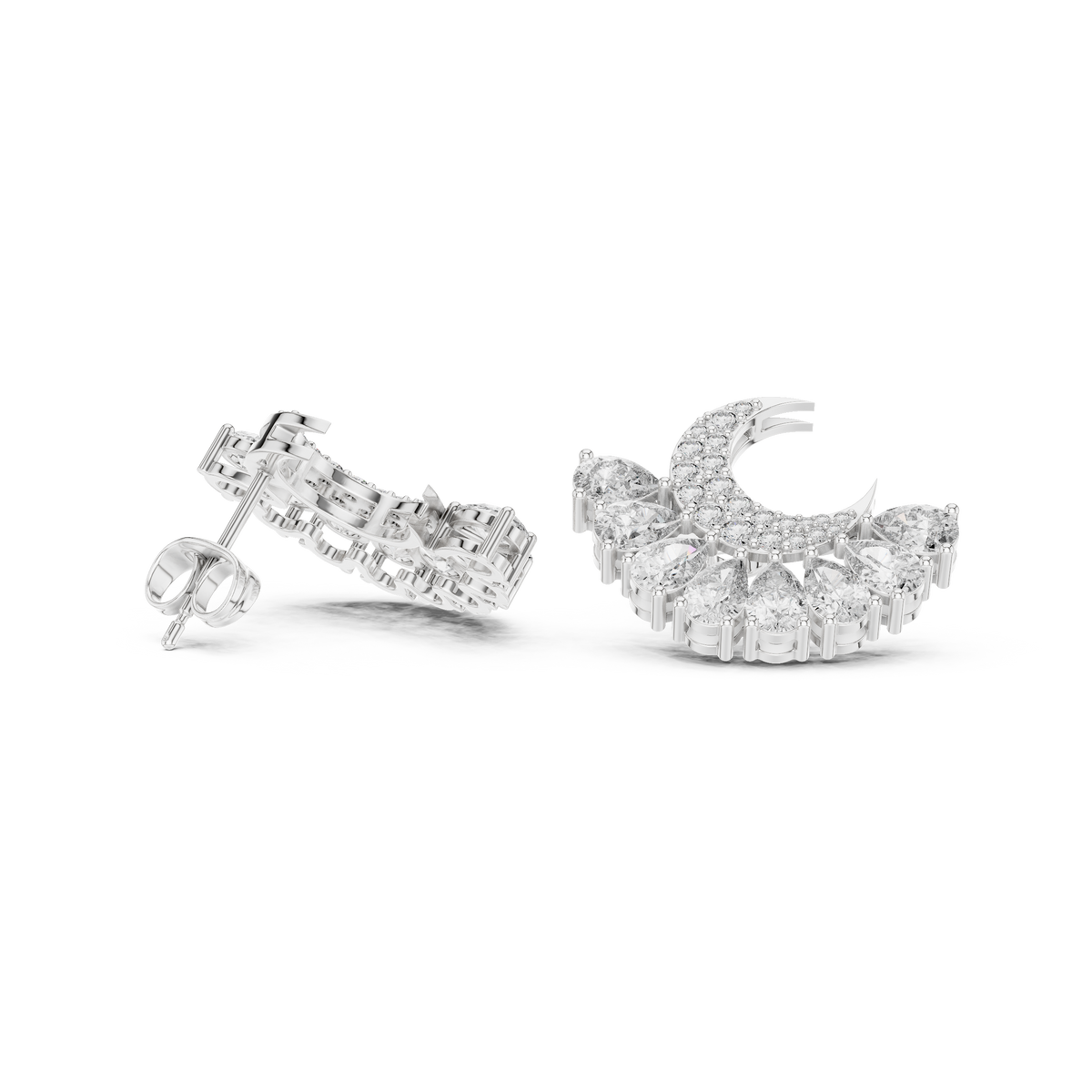 Selviora Crescent Bloom Diamond Studs