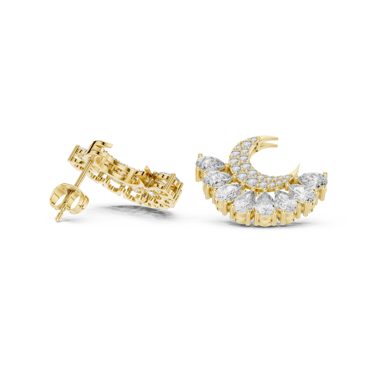 Selviora Crescent Bloom Diamond Studs
