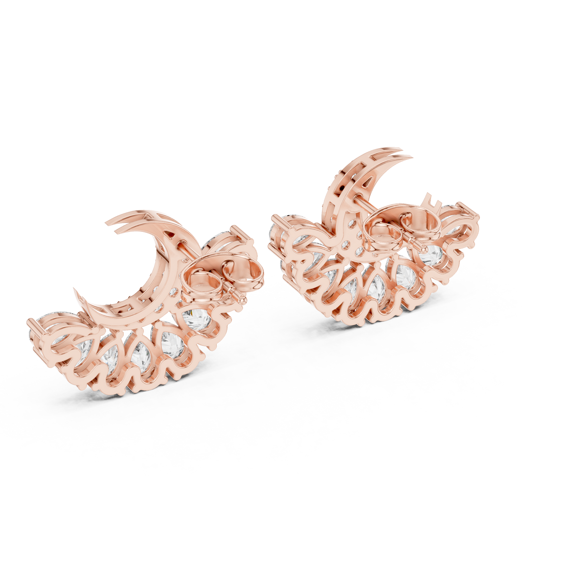 Selviora Crescent Bloom Diamond Studs