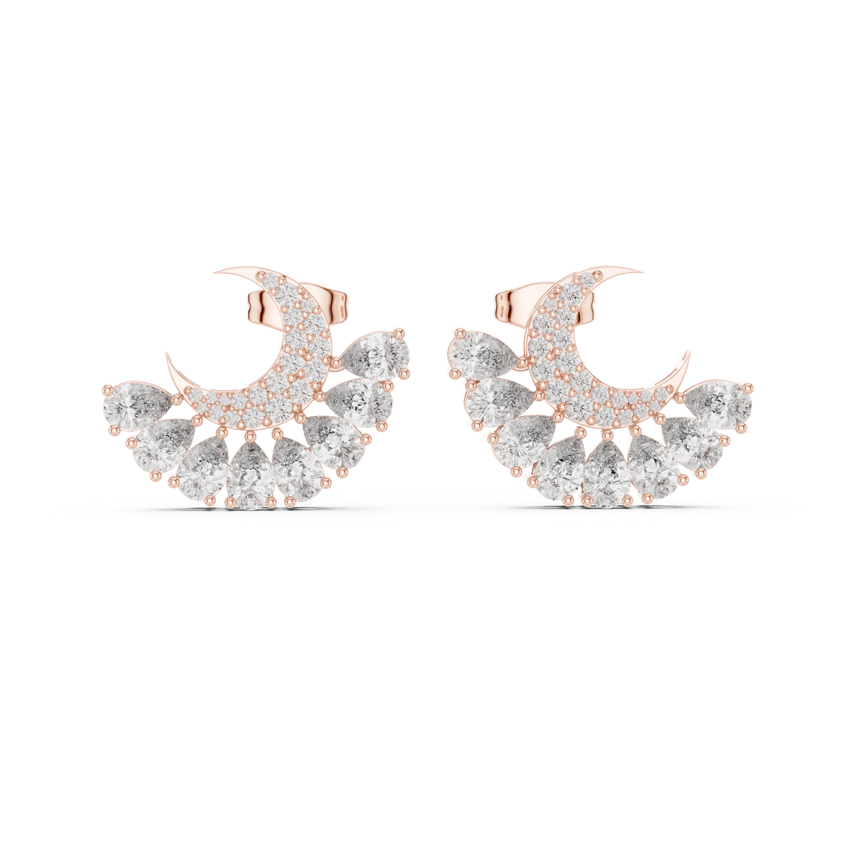 Selviora Crescent Bloom Diamond Studs