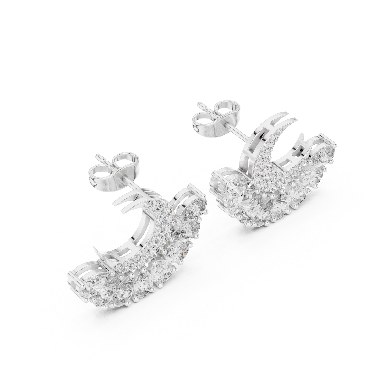 Selviora Crescent Bloom Diamond Studs