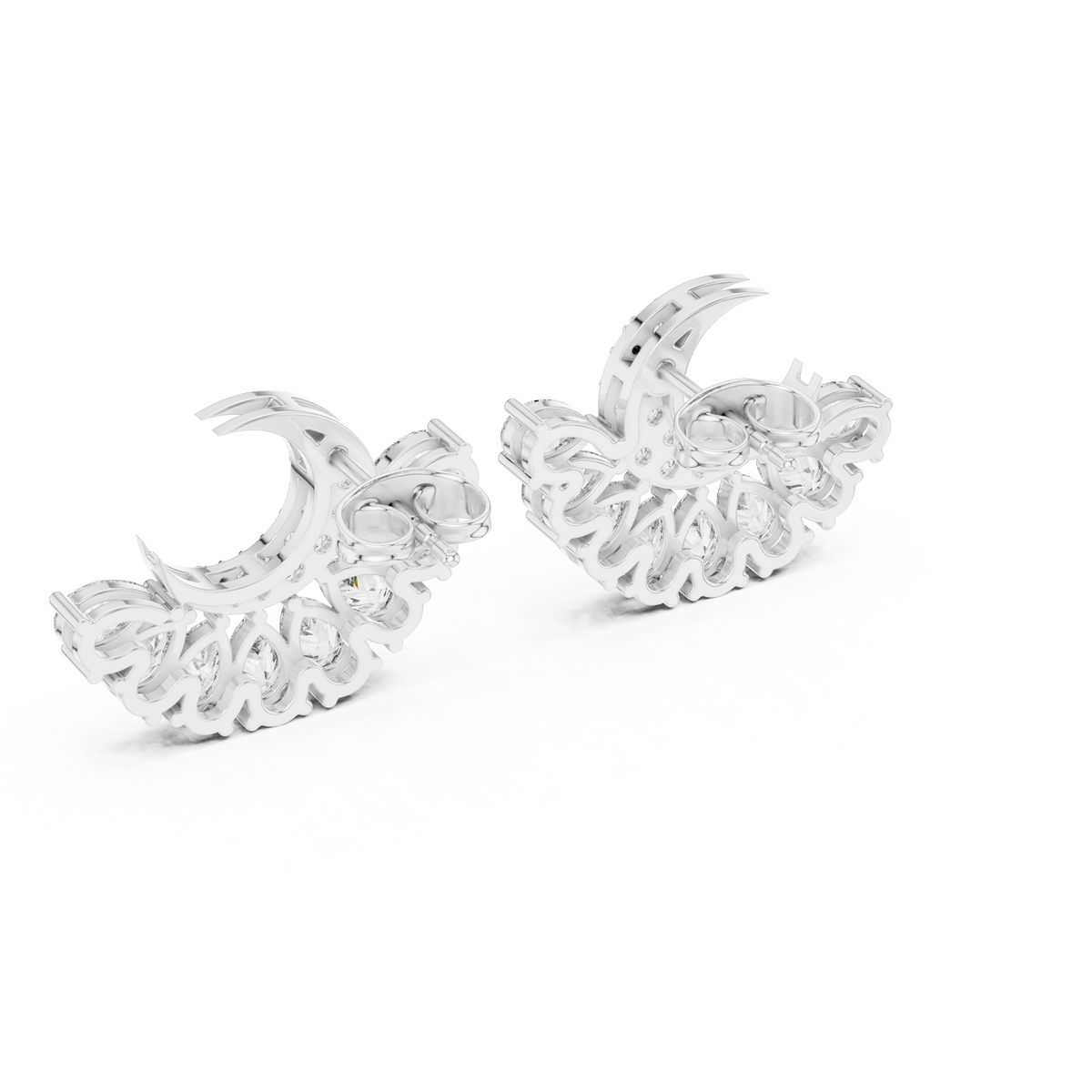 Selviora Crescent Bloom Diamond Studs