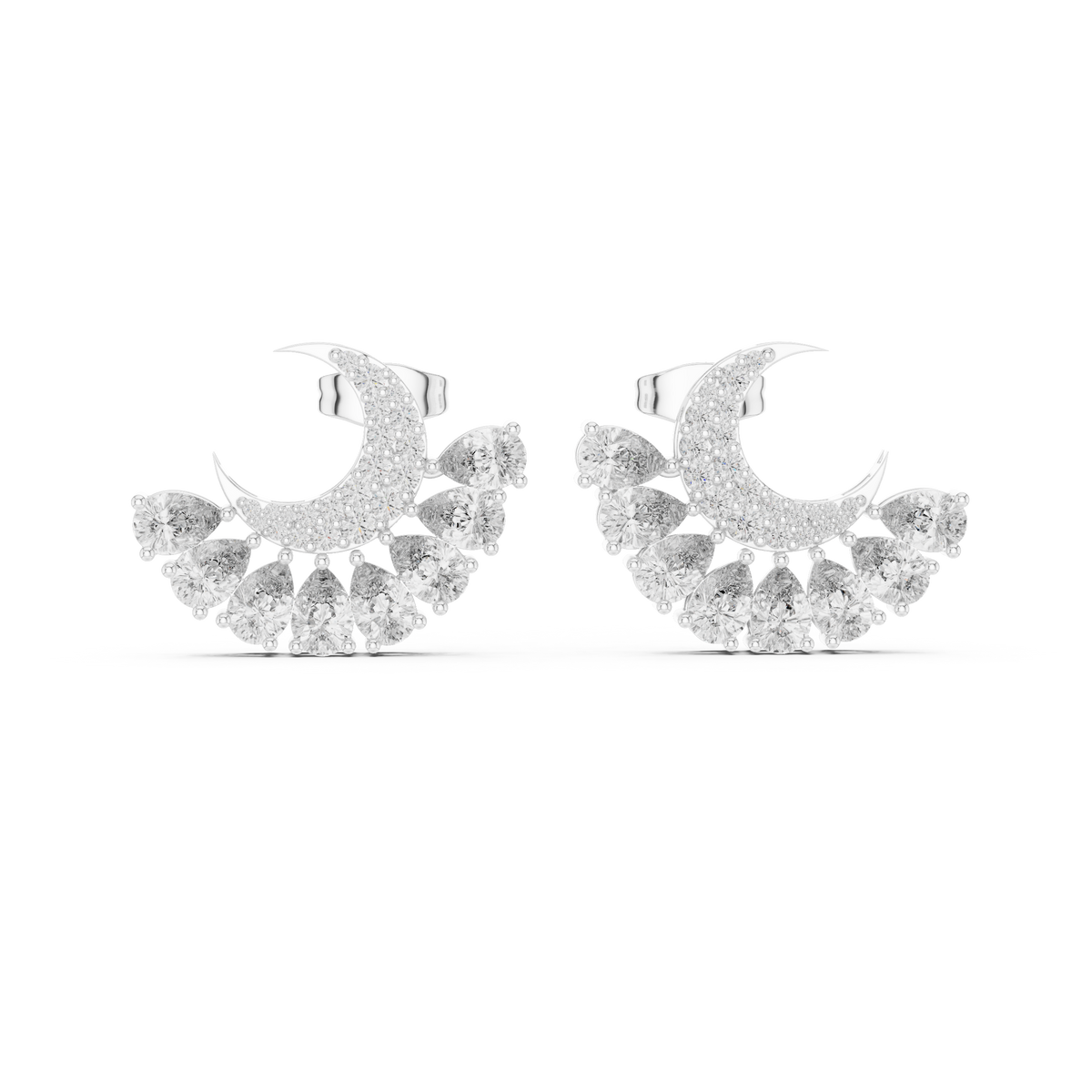 Selviora Crescent Bloom Diamond Studs