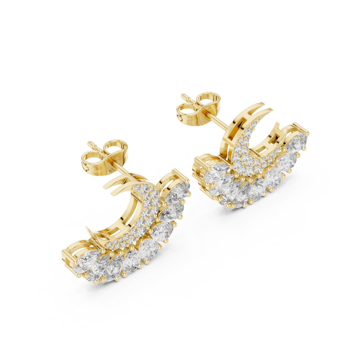 Selviora Crescent Bloom Diamond Studs