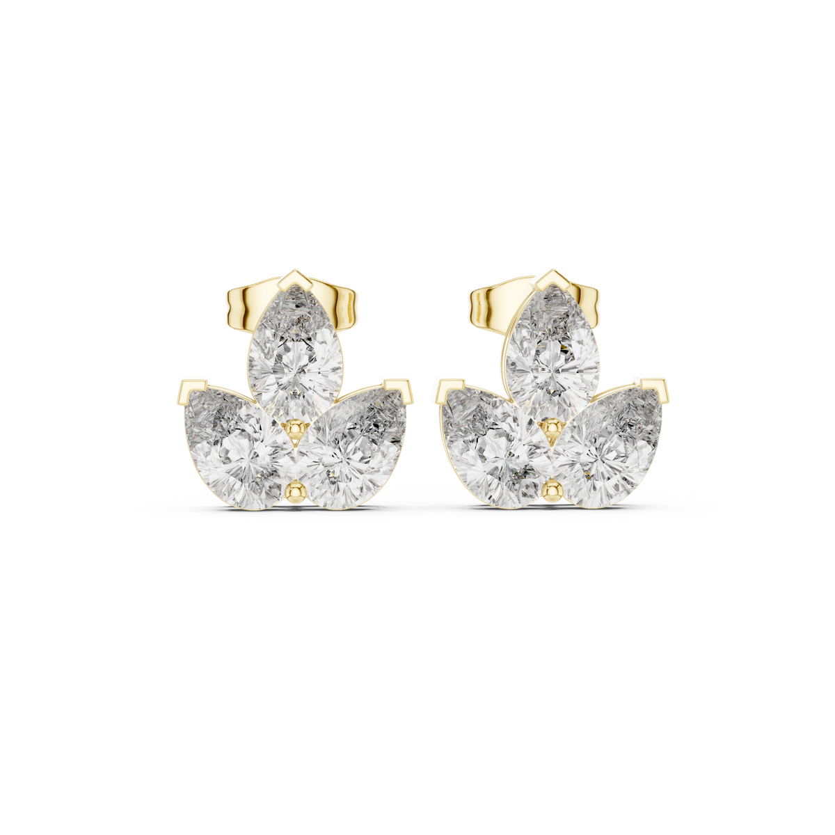 Elvaria Three Petal Diamond Studs