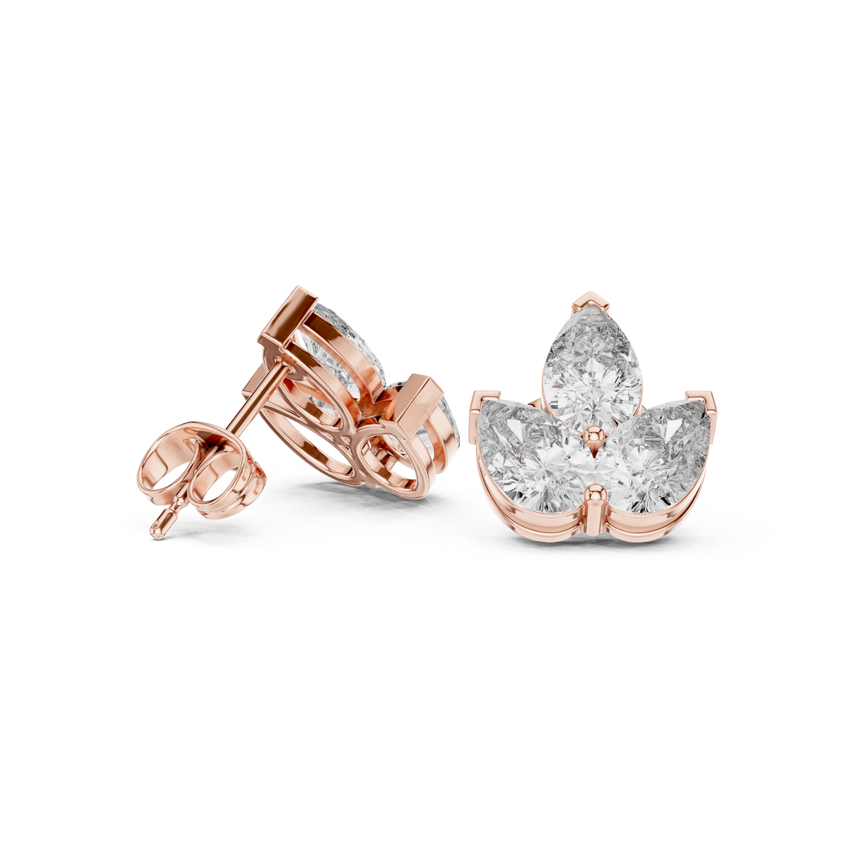 Elvaria Three Petal Diamond Studs