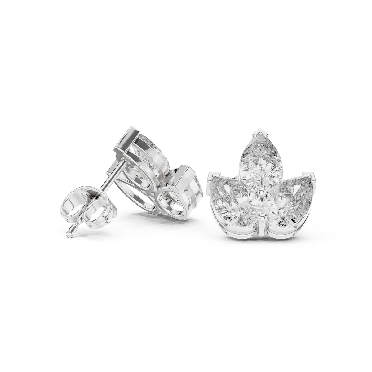Elvaria Three Petal Diamond Studs