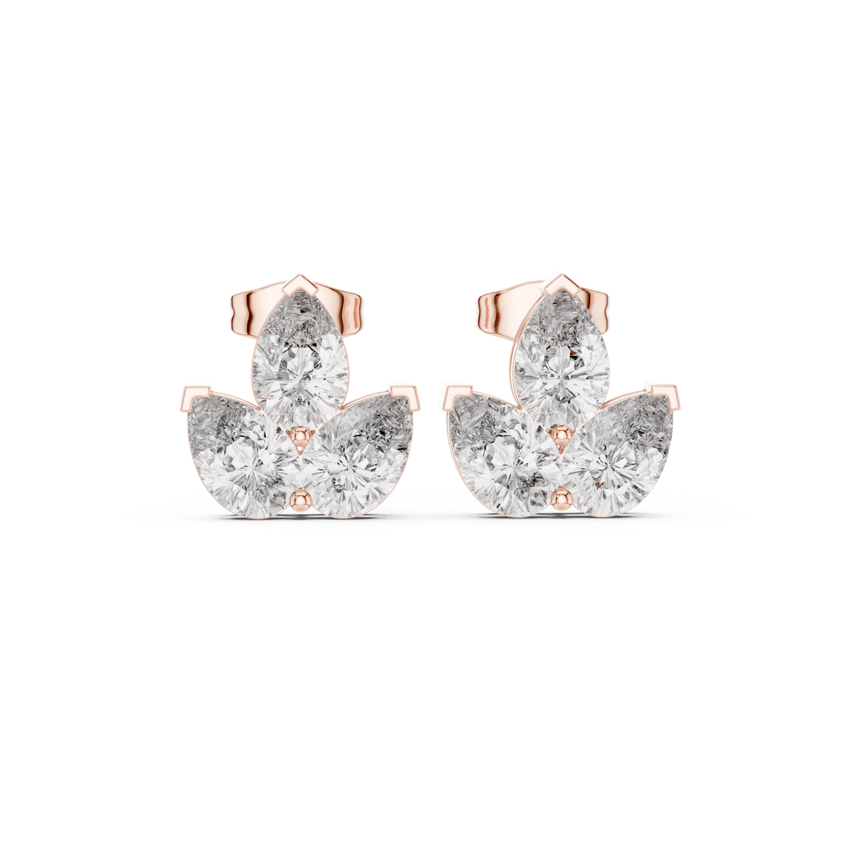 Elvaria Three Petal Diamond Studs