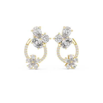 Elvara Floral Pavé Diamond Studs