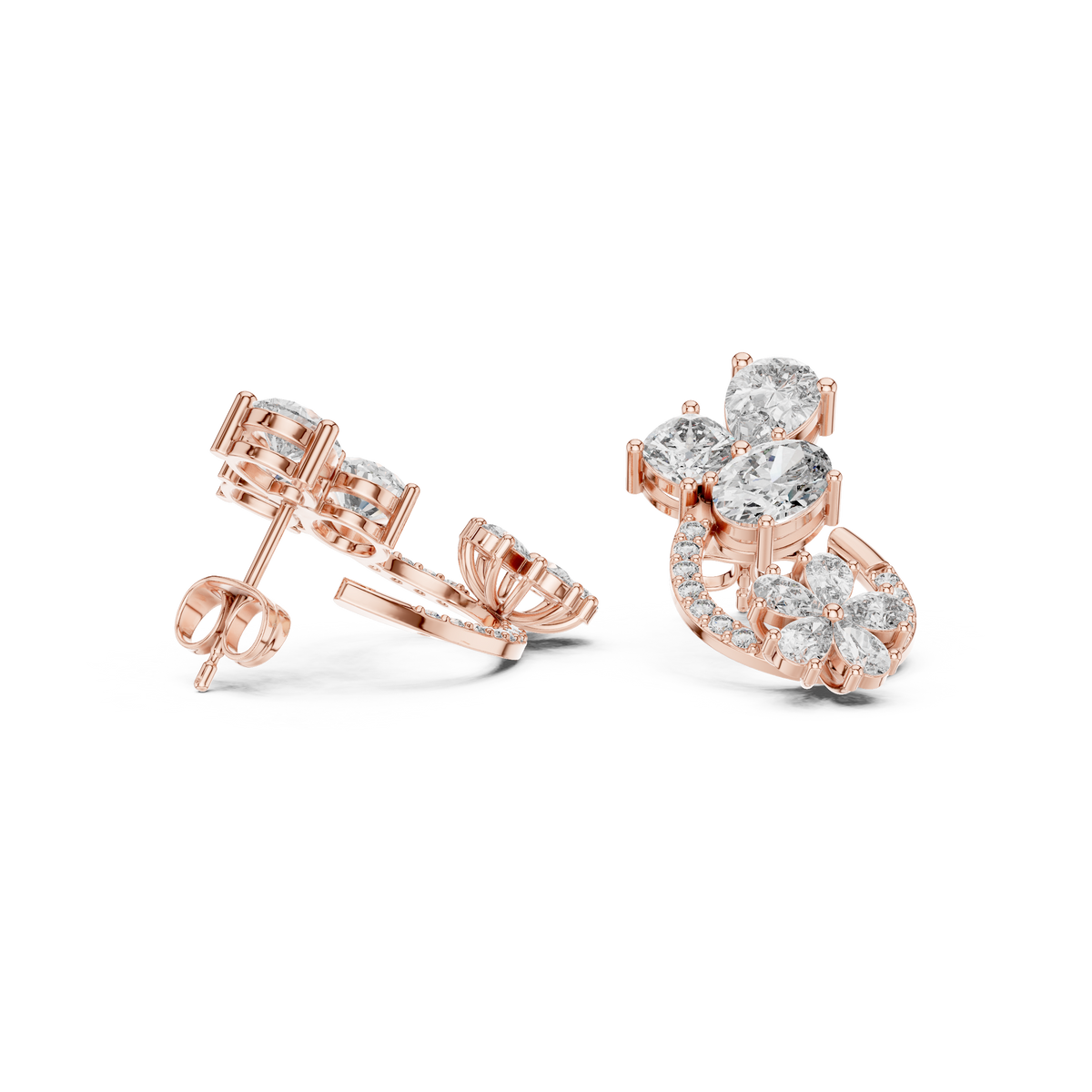 Elvara Floral Pavé Diamond Studs