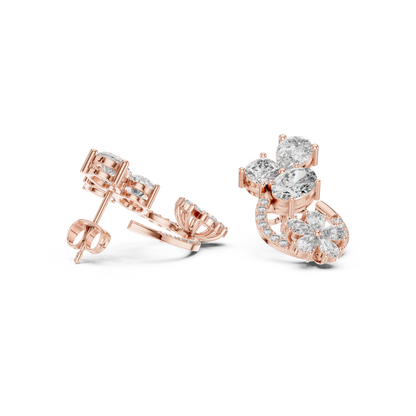 Elvara Floral Pavé Diamond Studs