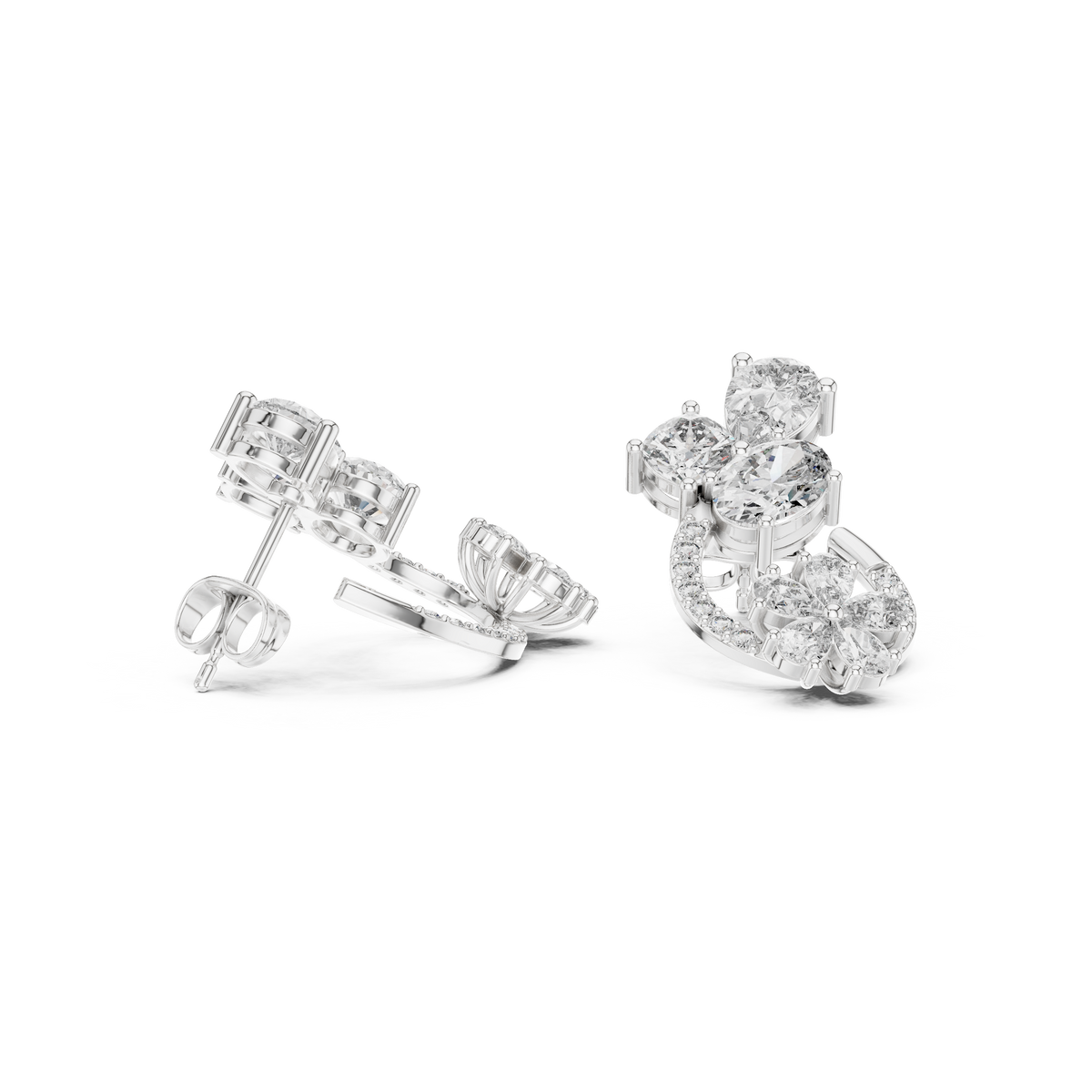 Elvara Floral Pavé Diamond Studs
