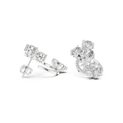 Elvara Floral Pavé Diamond Studs