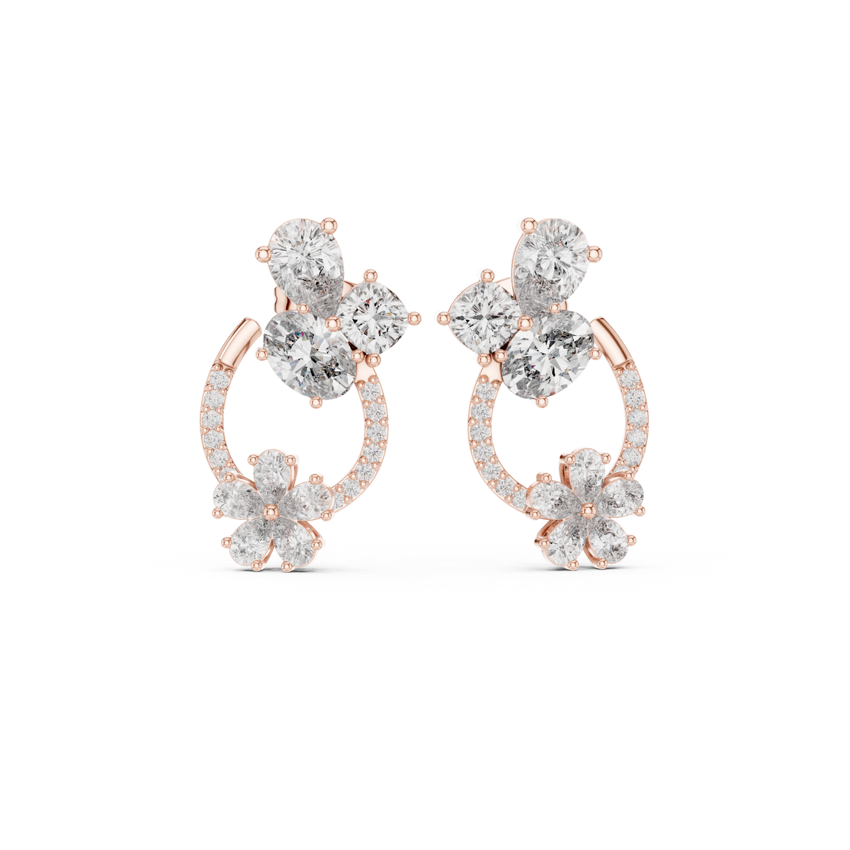 Elvara Floral Pavé Diamond Studs