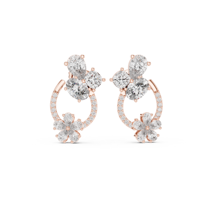 Elvara Floral Pavé Diamond Studs