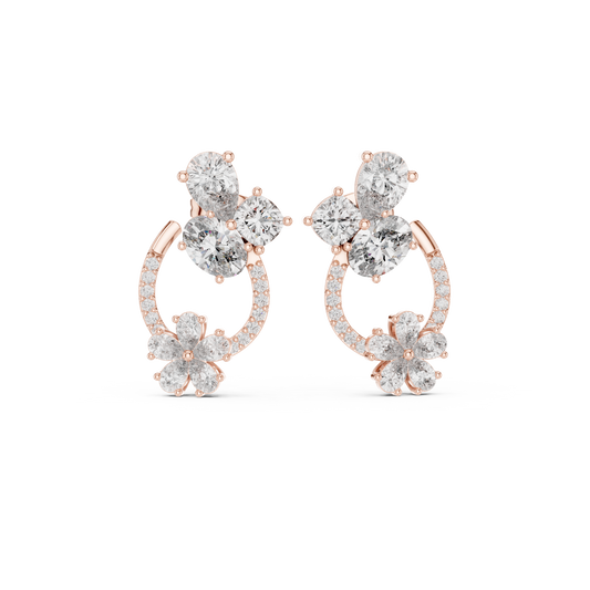 Elvara Floral Pavé Diamond Studs