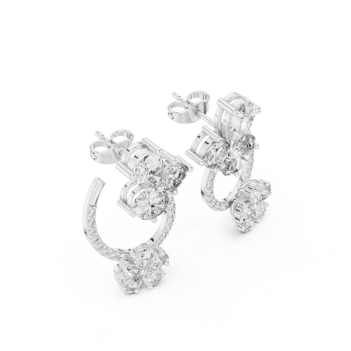 Elvara Floral Pavé Diamond Studs