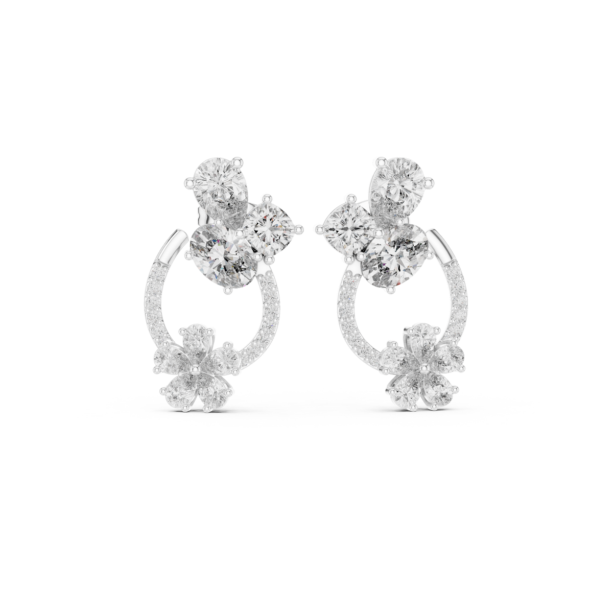 Elvara Floral Pavé Diamond Studs