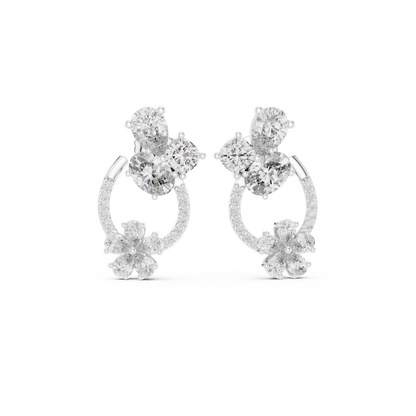 Elvara Floral Pavé Diamond Studs