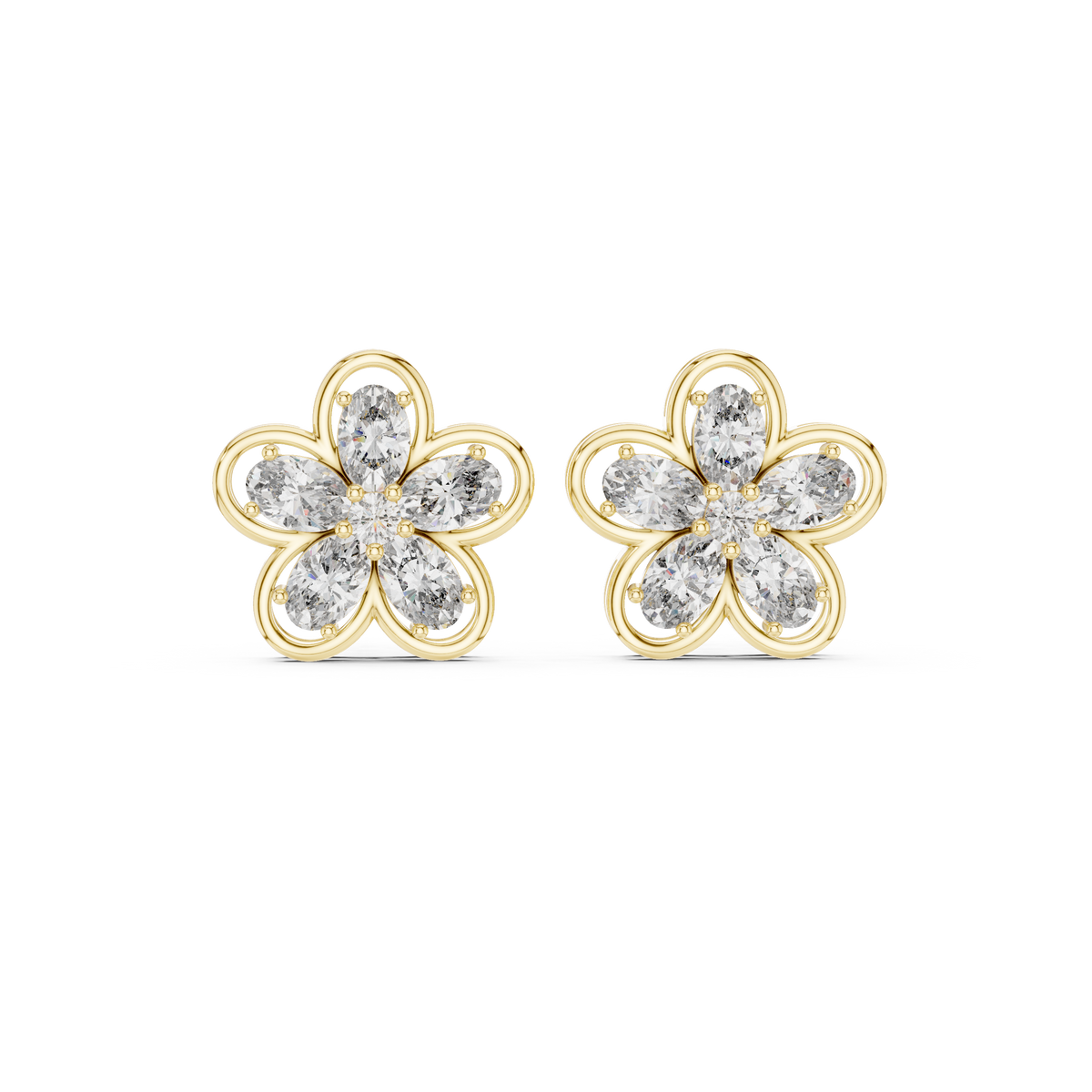Elvanya Floral Diamond Bloom Studs
