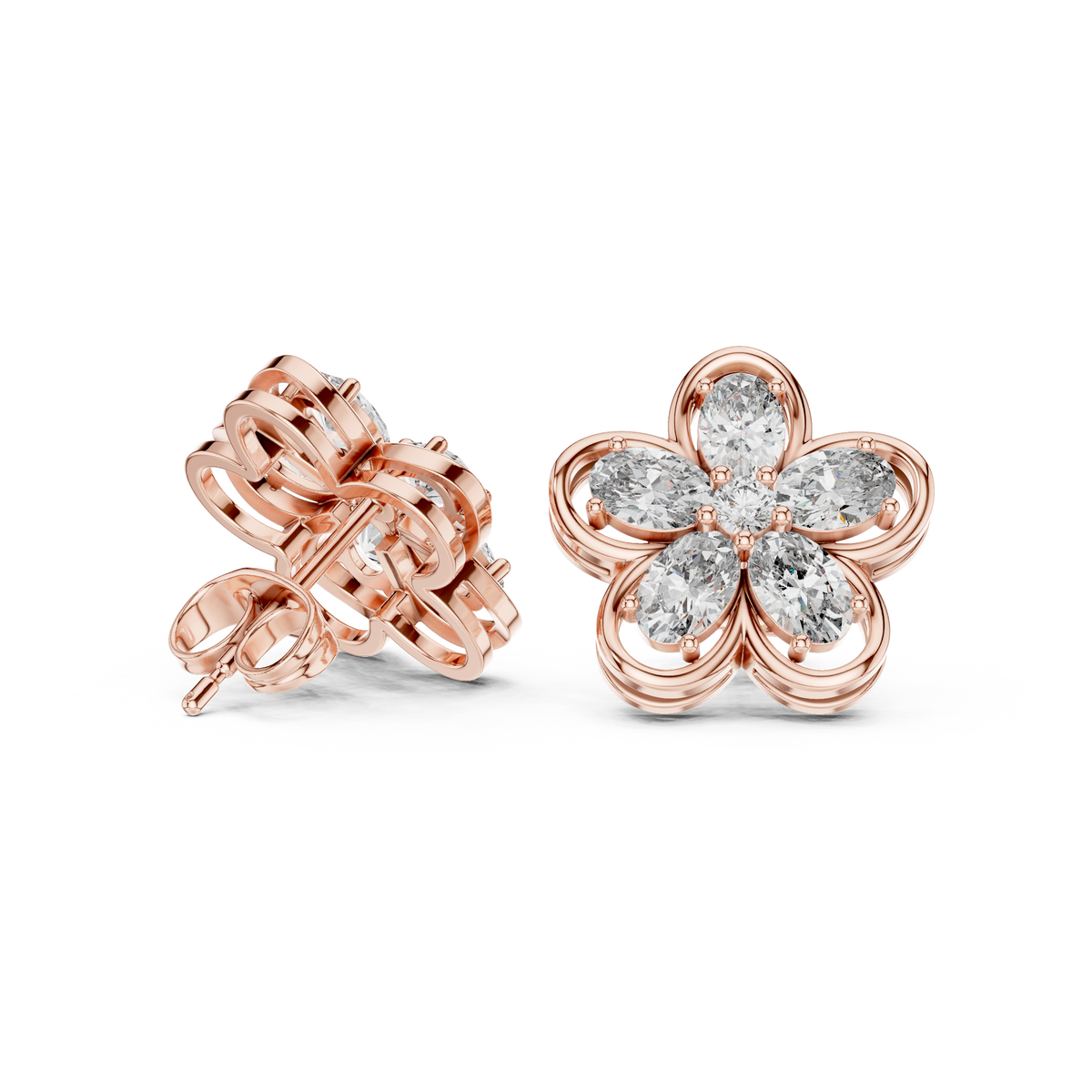 Elvanya Floral Diamond Bloom Studs
