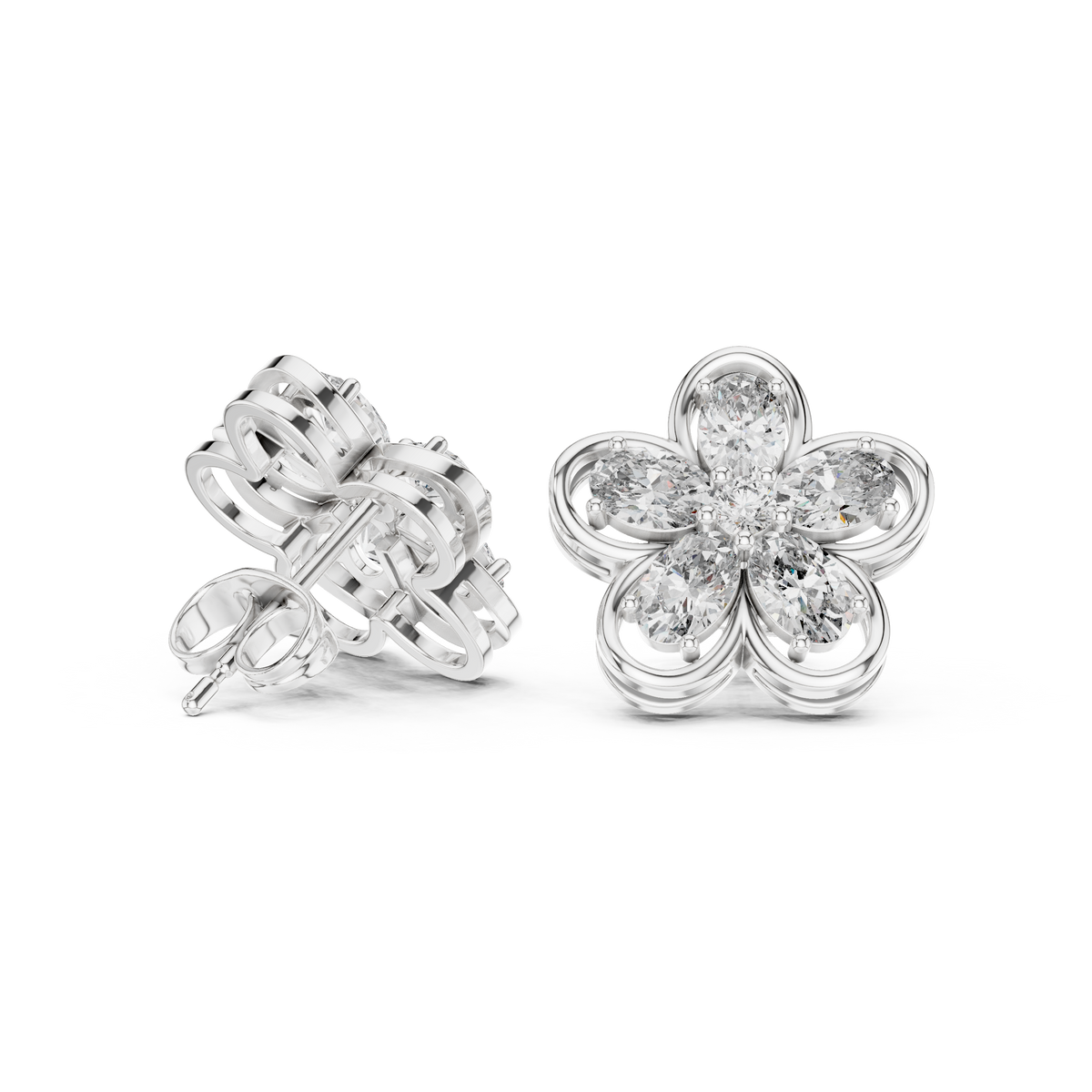 Elvanya Floral Diamond Bloom Studs