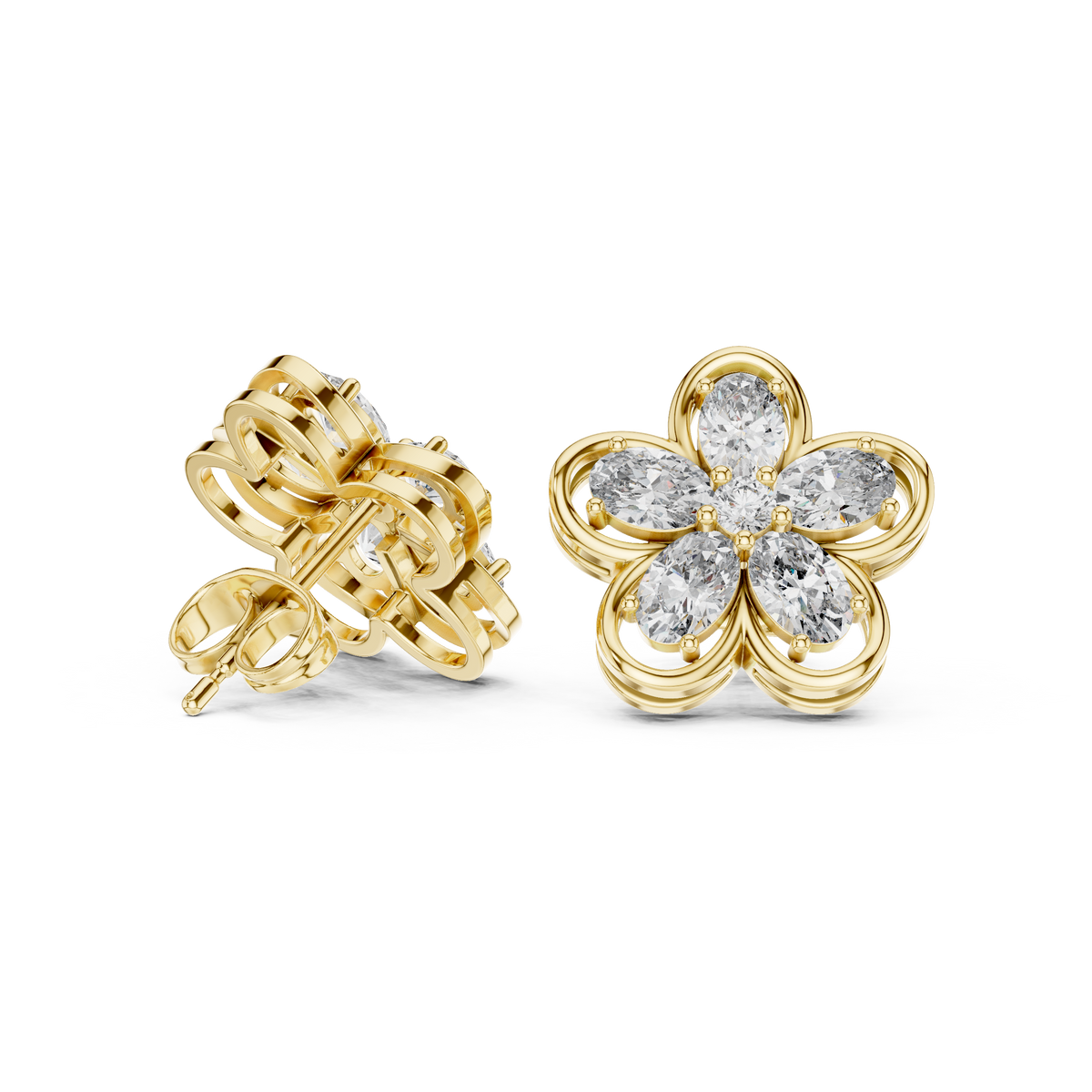 Elvanya Floral Diamond Bloom Studs