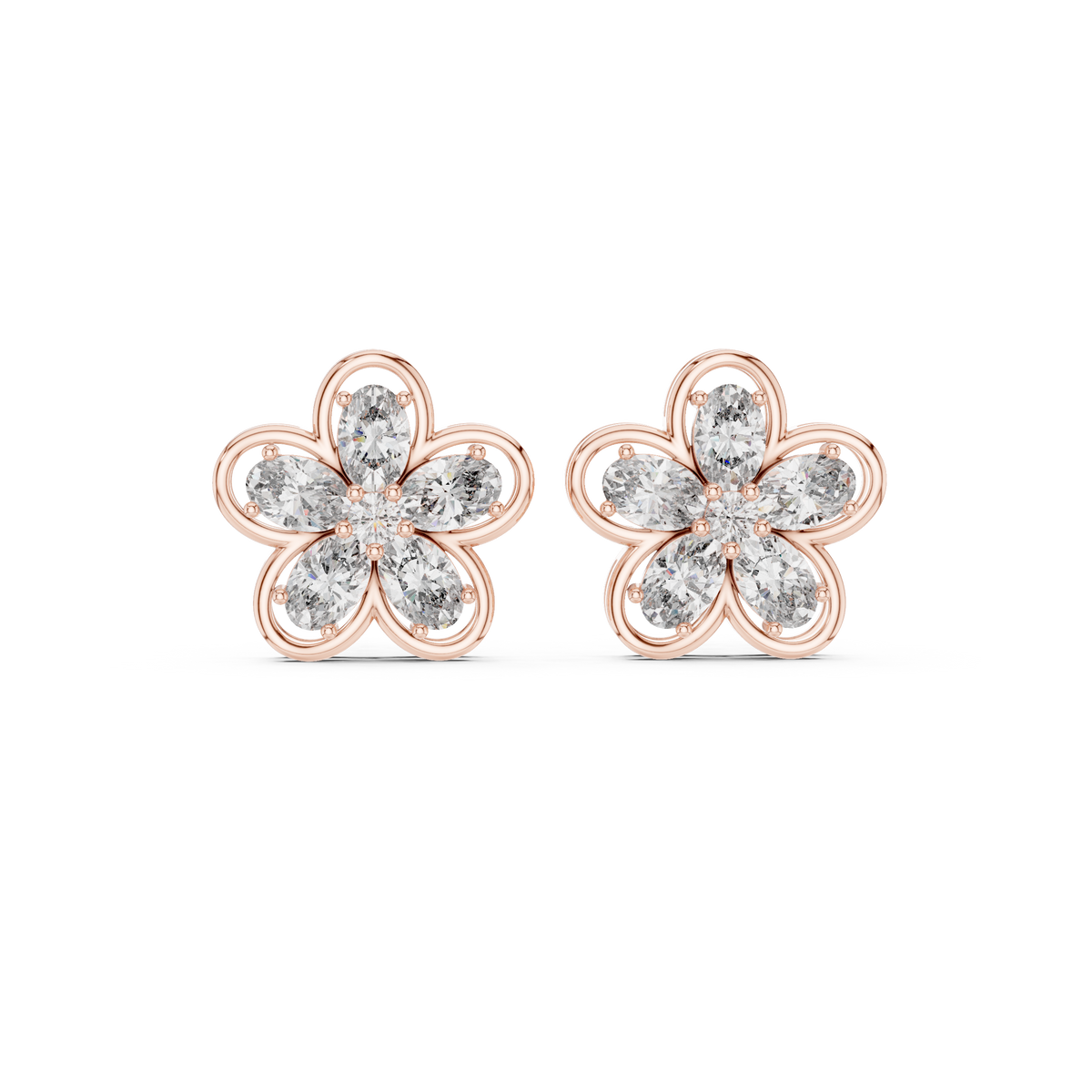 Elvanya Floral Diamond Bloom Studs