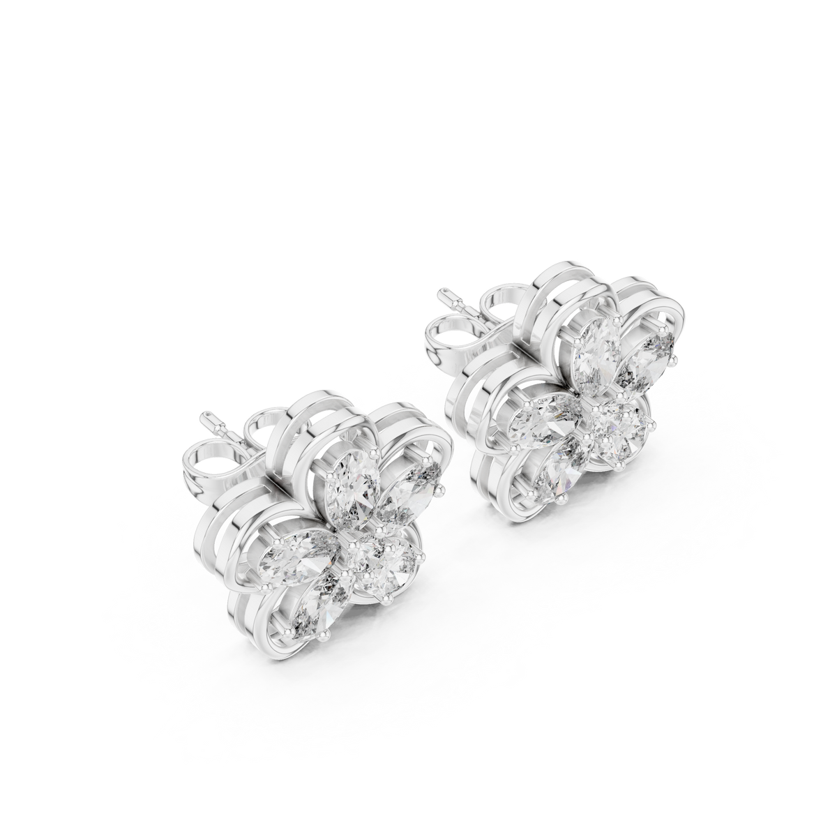 Elvanya Floral Diamond Bloom Studs