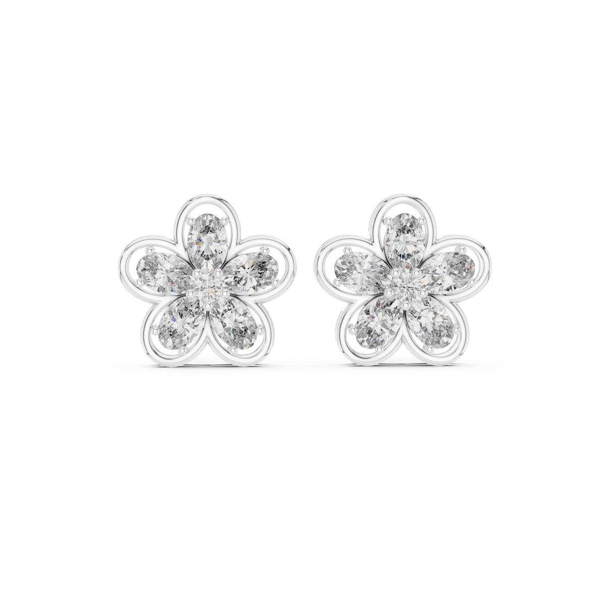 Elvanya Floral Diamond Bloom Studs