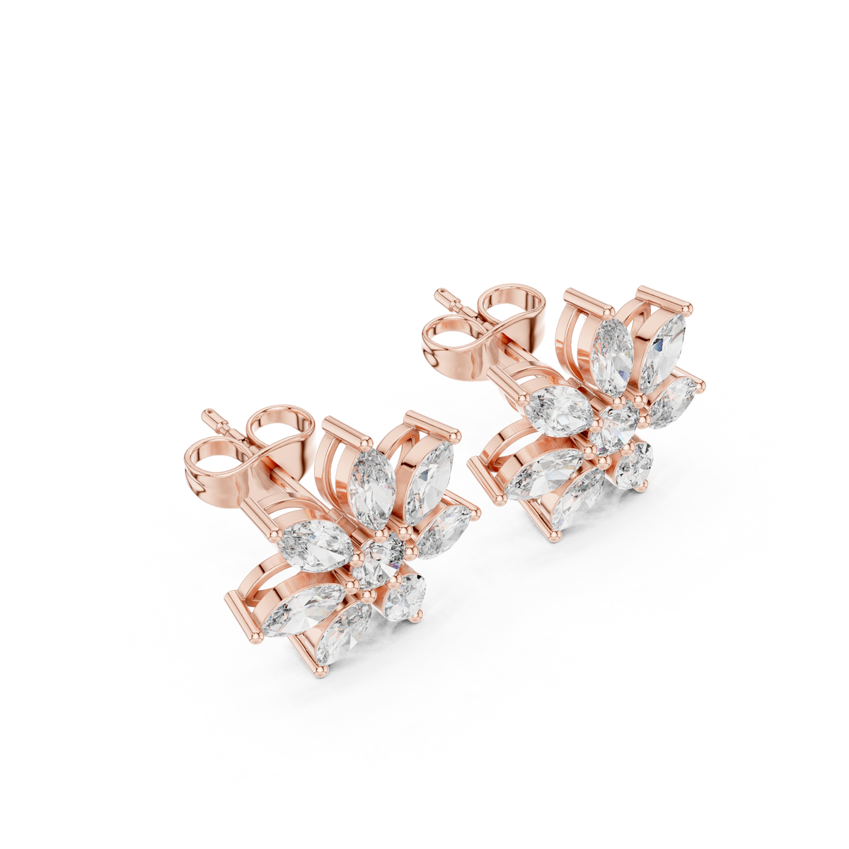 Elvanya Marquise Floral Diamond Studs