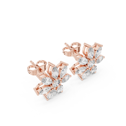 Elvanya Marquise Floral Diamond Studs