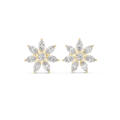 Elvanya Marquise Floral Diamond Studs