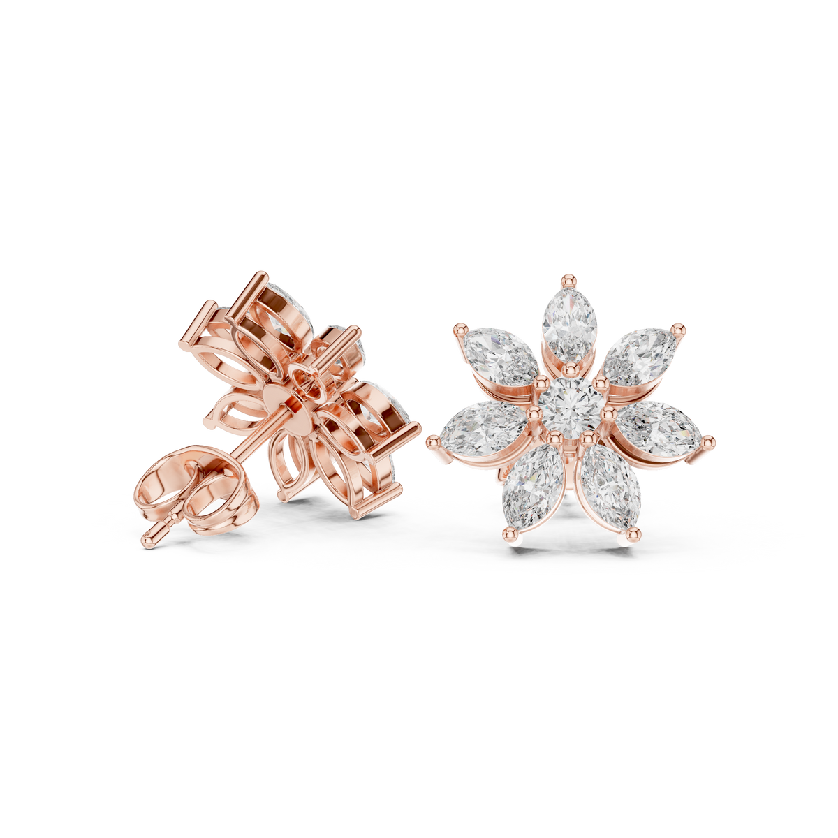 Elvanya Marquise Floral Diamond Studs