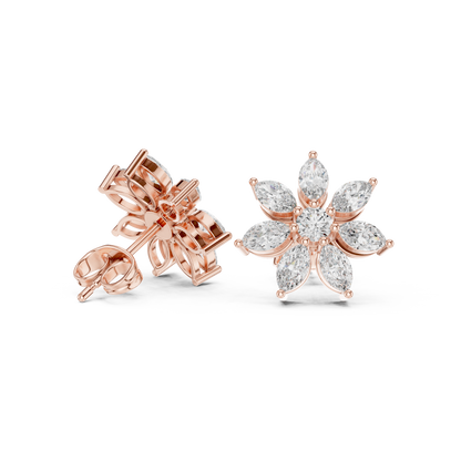 Elvanya Marquise Floral Diamond Studs