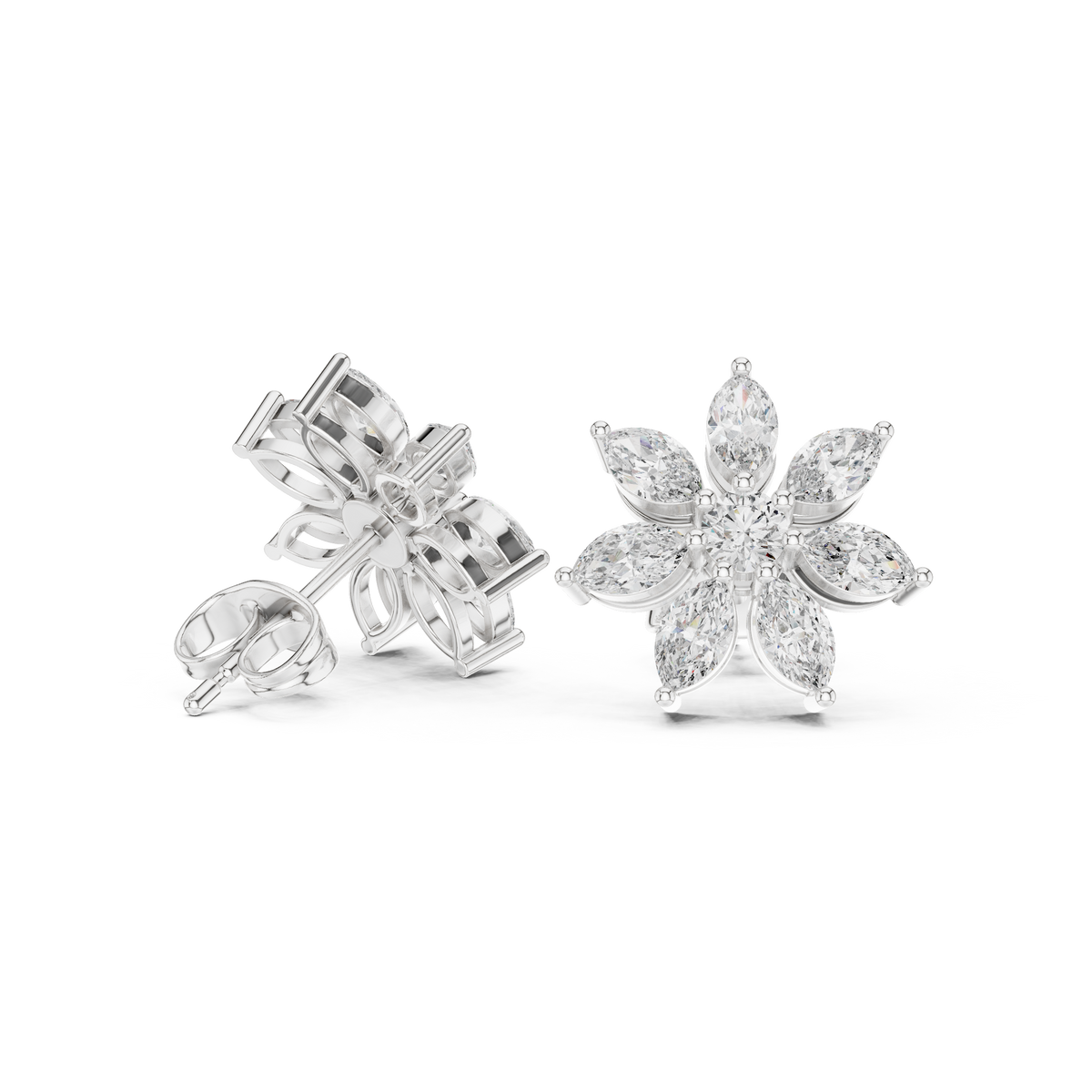 Elvanya Marquise Floral Diamond Studs