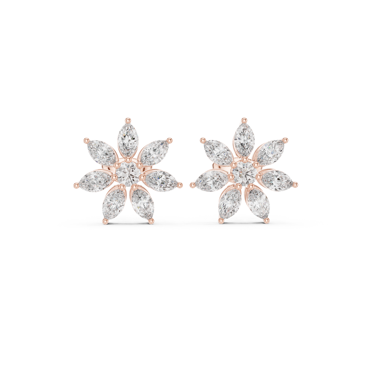 Elvanya Marquise Floral Diamond Studs