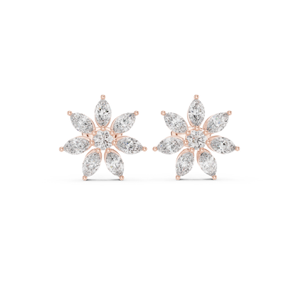 Elvanya Marquise Floral Diamond Studs