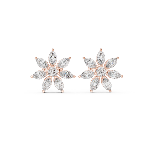 Elvanya Marquise Floral Diamond Studs