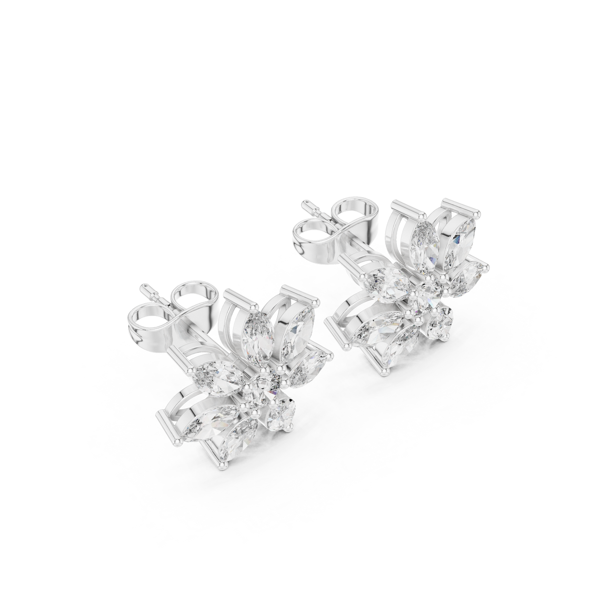 Elvanya Marquise Floral Diamond Studs